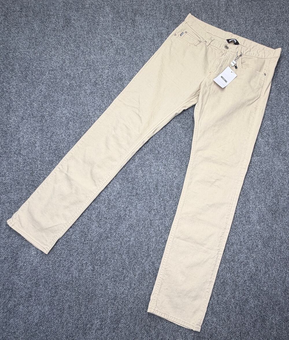 Moschino 30 Years Mens Jeans IT 48 US 32 Beige Slim Fit Stretch NWT NEW